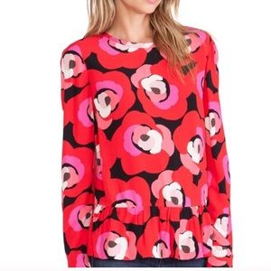Kate Spade Rose print peplum top